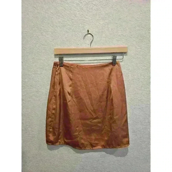 Lelis Bronze orange satin silk skirt. Sz Small - Picture 1 of 3